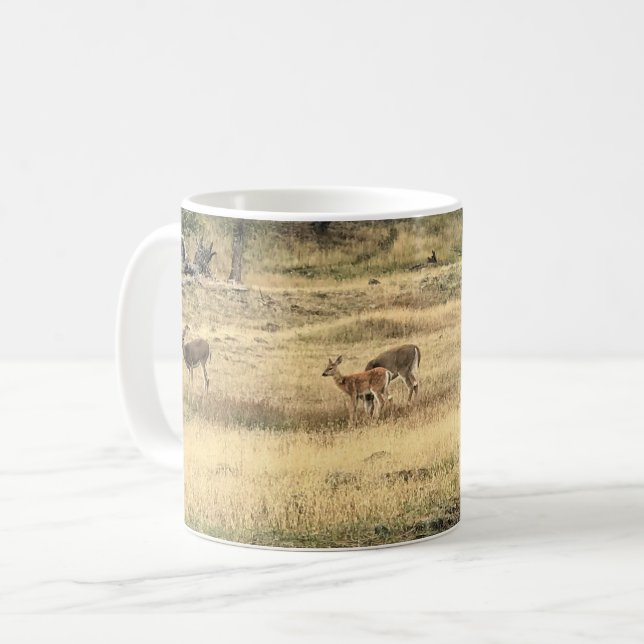 Mule Deer in a Field, Joseph, Oregon Coffee Mug (Front Left)