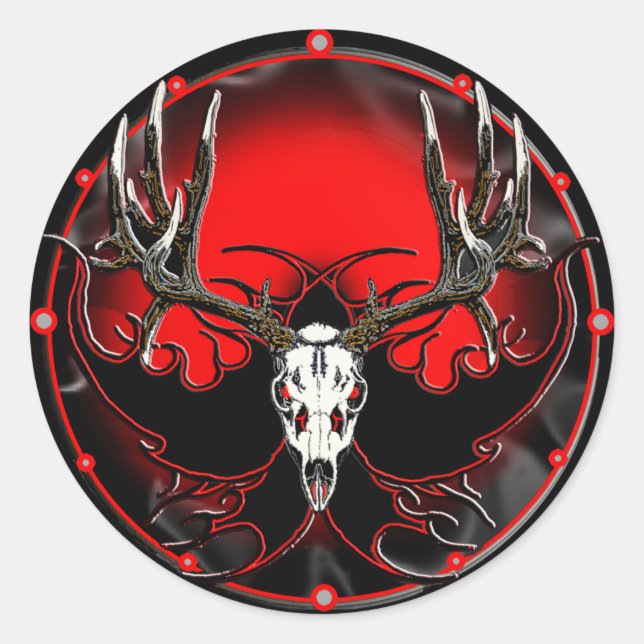 Mule deer skull classic round sticker (Front)