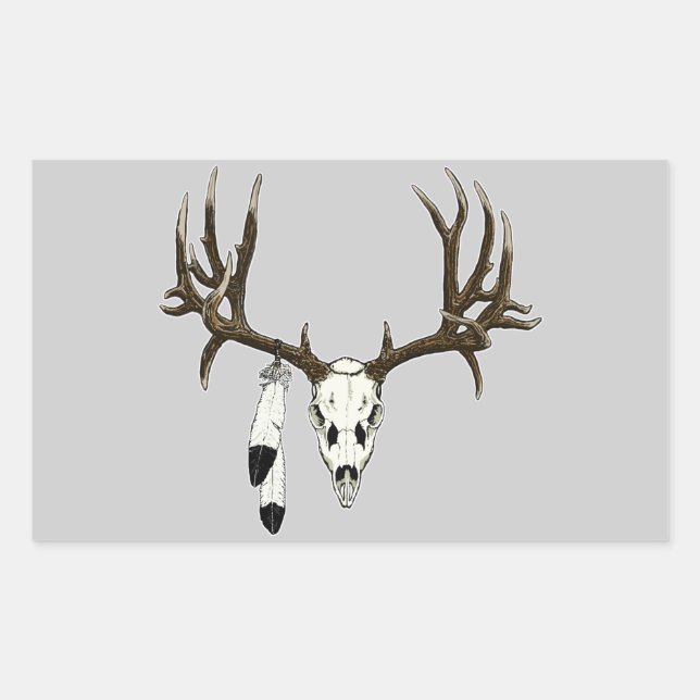 Mule deer skull eagle feather sticker (Front)