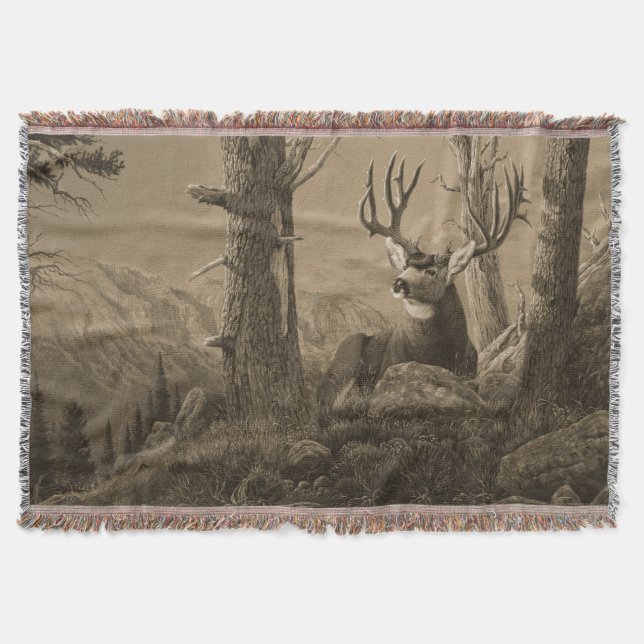 Mule Deer Throw Blanket (Front)