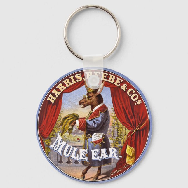 Mule Ear Tobacco Ad Vintage 1868 Keychain (Front)
