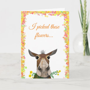 Mule mignonne avec fleurs Carte de fête des mères