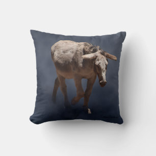 Mule on Smokey Grey Background Throw Pillow