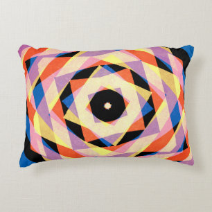 Mulicoloured striped diamond shapes backgroundjagg accent pillow