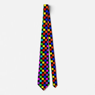 Mulit-coloured Neon Chequered Tie