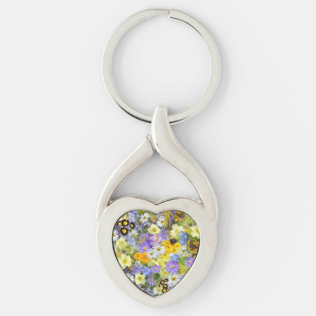 MULITCOLORED FLORAL BACKGROUND PATTERN KEYCHAIN (Front)
