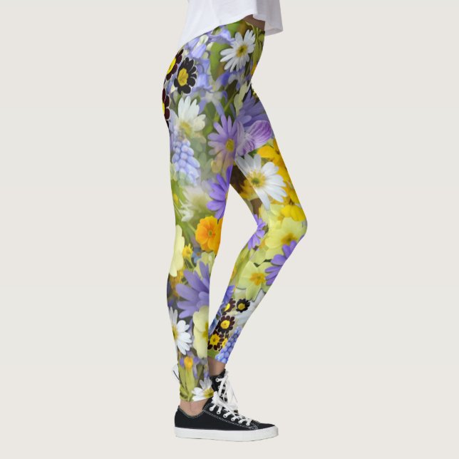 MULITCOLORED FLORAL BACKGROUND PATTERN LEGGINGS (Right)