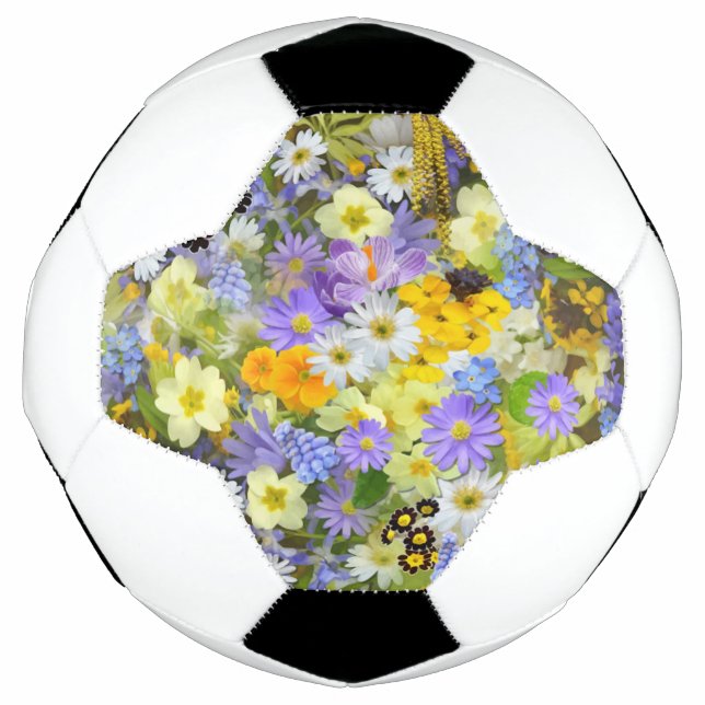 MULITCOLORED FLORAL BACKGROUND PATTERN SOCCER BALL (Front)