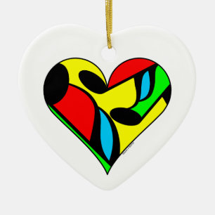 Mulitcolored Music Note Heart Pattern Ceramic Ornament