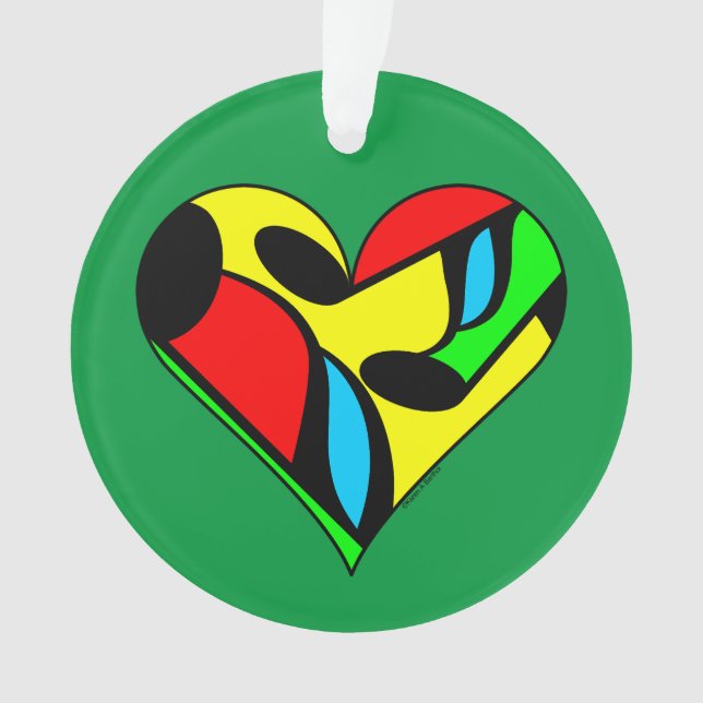 Mulitcolored Music Note Heart Pattern Ornament (Front)