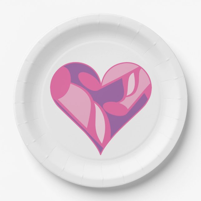 Mulitcolored Music Note Heart Pattern Paper Plate (Front)