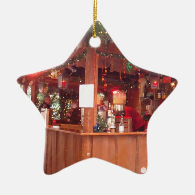 Mulled Wine Booth in Hamburg Ceramic Ornament (Front)