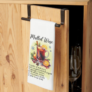 Mulled Wine Cocktail Recipe Christmas Holiday Kitchen Towel