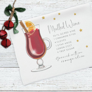 Mulled Wine Drink Holiday Christmas Recipe Kitchen Towel