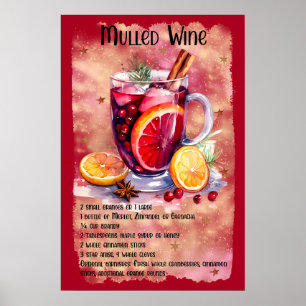 Mulled wine recipe Christmas party bar Poster