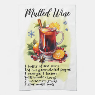 Mulled Wine Recipe Christmas recipy design Kitchen Towel