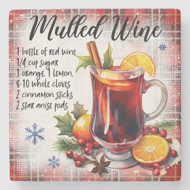 Mulled Wine Recipe Marble Coaster (Front)