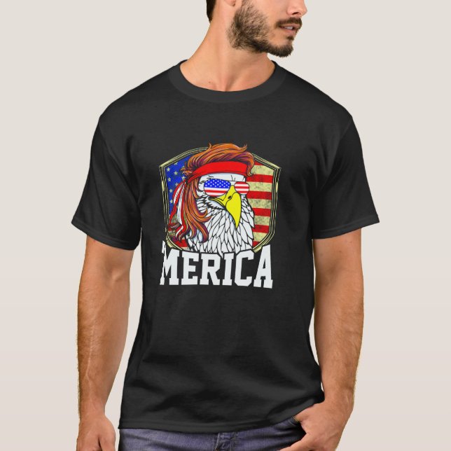 Mullet Eagle Bald Eagle Funny 4th of July Redneck  T-Shirt (Front)
