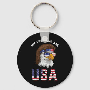 Mullet Eagle My Pronouns Usa 4th Of July Men Women Keychain