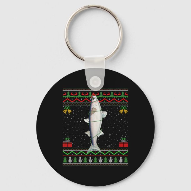 Mullet Fish Lover Matching Ugly Mullet Christmas T Keychain (Front)