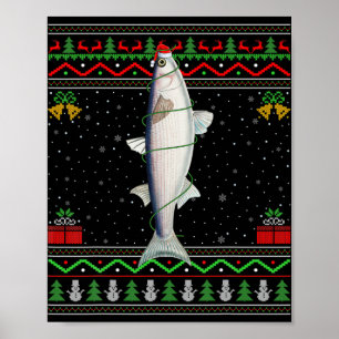 Mullet Fish Lover Matching Ugly Mullet Christmas T Poster