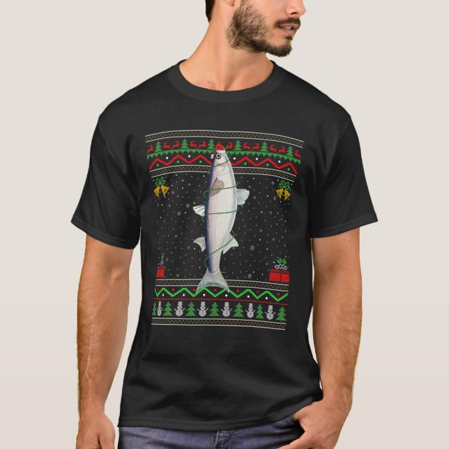 Mullet Fish Lover Matching Ugly Mullet Christmas T-Shirt (Front)