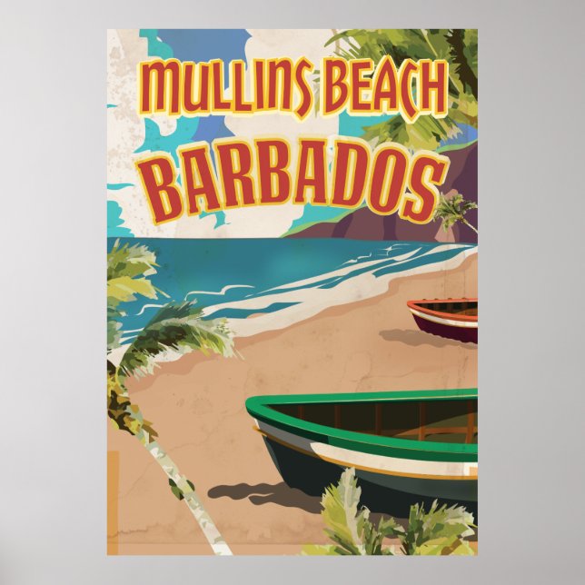 Mullins Beach Bay Barbados travel poster. Poster (Front)