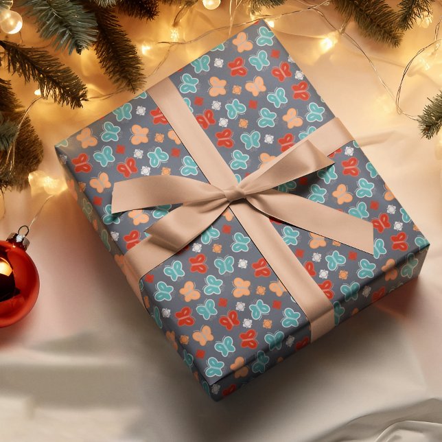 Multcolor Butterfly Cartoon Wrapping Paper (butterfly cartoon birthday packing gift wrap,gift wrapping paper,return gift wrap paper,paper gift)