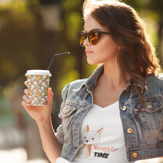 Multcolor Fox Cartoon Paper Cups (multicolor wild animal fox kids,adult party stationery, birthday party use and throw paper cups)