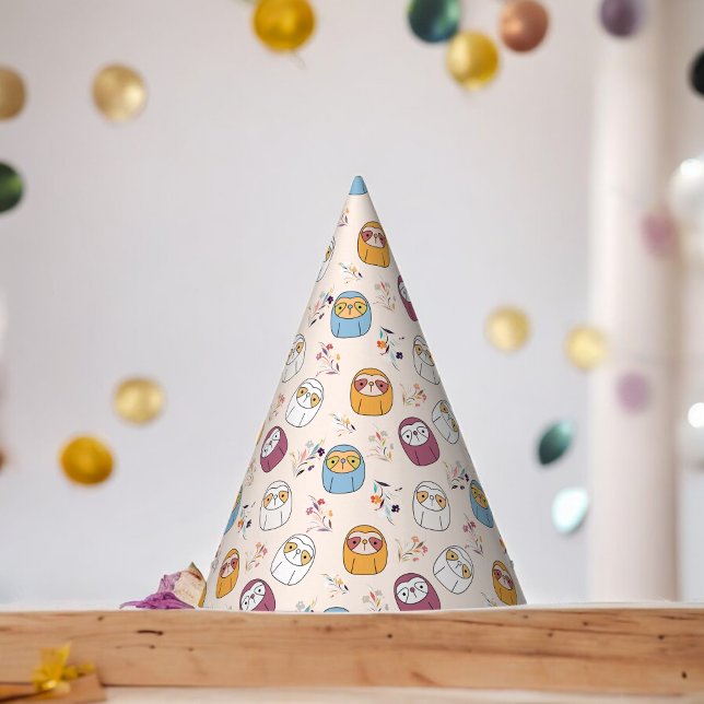 Multcolor Sleepy Sloth Cartoon Party Hat (sloth mammal Paper party hat, Kids,adults,party birthday hat,Baby Shower,wedding,celebration hat)