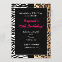 Multi Animal Print Cheetah Leopard Zebra Invite