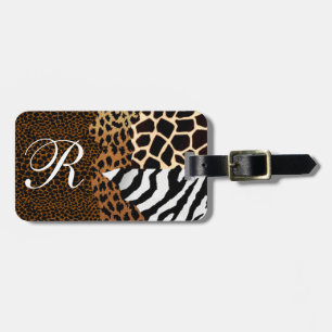 Multi+Animal Print Leopard Zebra Giraffe Cheetah Luggage Tag