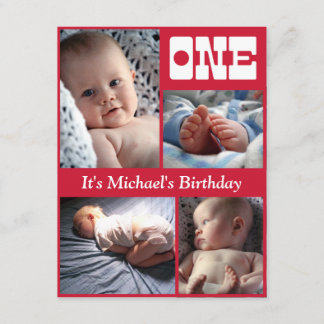Multi Annual Red One Birthday Frame Invitation