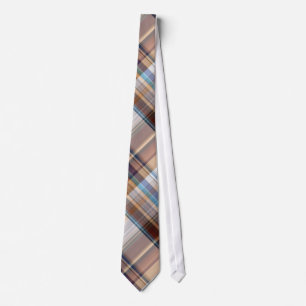 Multi Blue/Brown Colour Plaid Pattern Men's Tie
