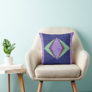 Multi blue Colour Texture Crochet Throw Pillow