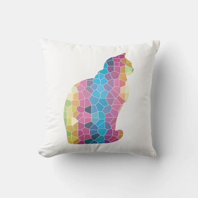 Multi Cat  Reversible Throw Pillow (Front)