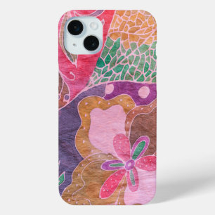 Multi-color Abstract Pink, Purple, Blue iPhone 15 Mini Case