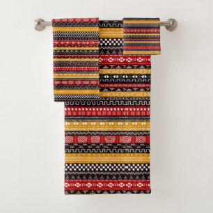 Multi Color African Modern Mudcloth Bath Towel Set