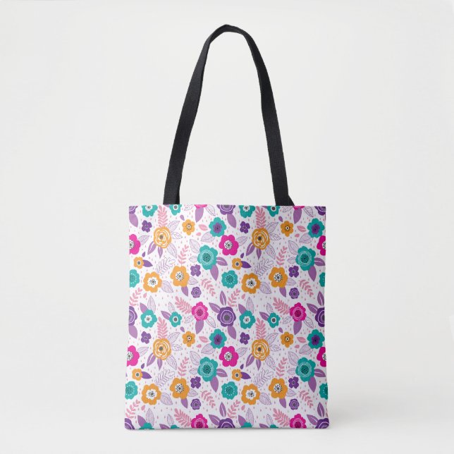 multi color Beautiful elegant flower pattern  Tote Bag (Front)