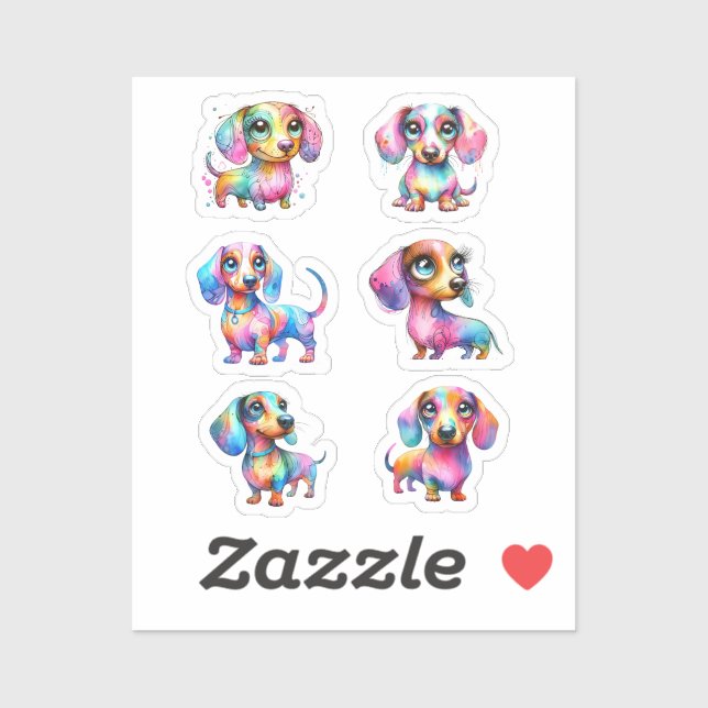 MULTI COLOR DACHSHUND VINYL STICKERS (Feuille)