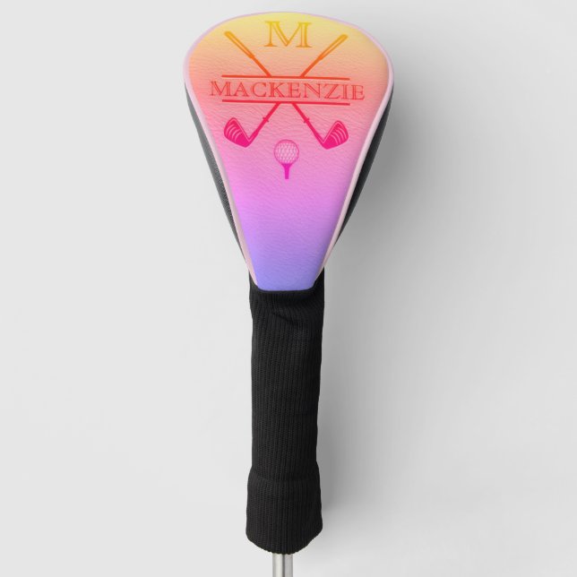 Multi-Color Gradient Graphic, Smooth leather Golf Head Cover (Front)