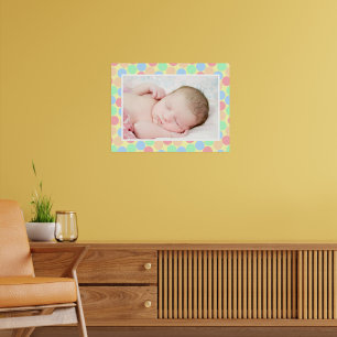 Multi-Color Pastel Dots Pattern Custom Baby Photo Poster