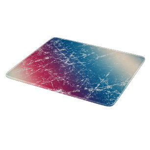 Multi-color Red Blue Scratched Marble Distressed Cutting Board