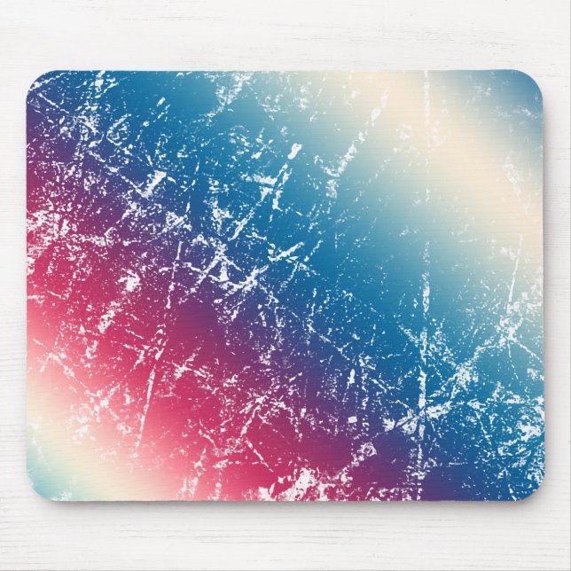 Multi-color Red Blue Scratched Marble Distressed Mouse Pad (Front)