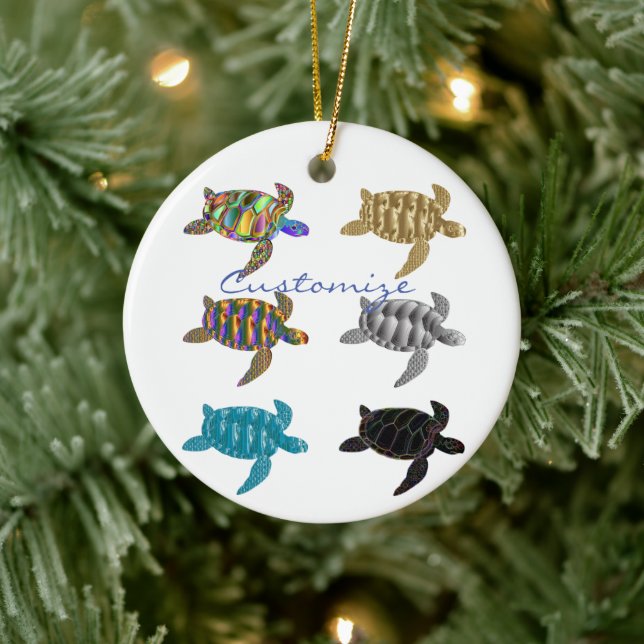 Multi-color Sea Turtles Thunder_Cove Ceramic Ornament (Tree)
