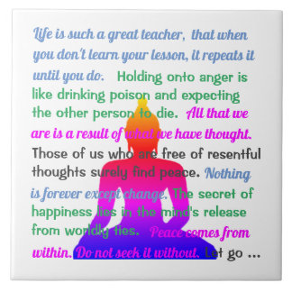 Multi-color silhouette of Buddha with sayings Tile