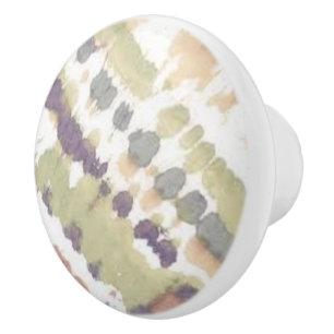multi-color watercolor boho print ceramic knob