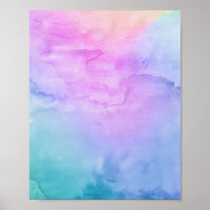 Multi Color Watercolor Duo Abstract Painting Poster