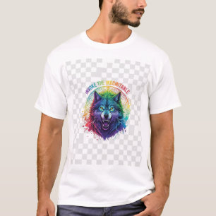 Multi-Color Wolf Invoke the Indomitable Runic Ci T-Shirt