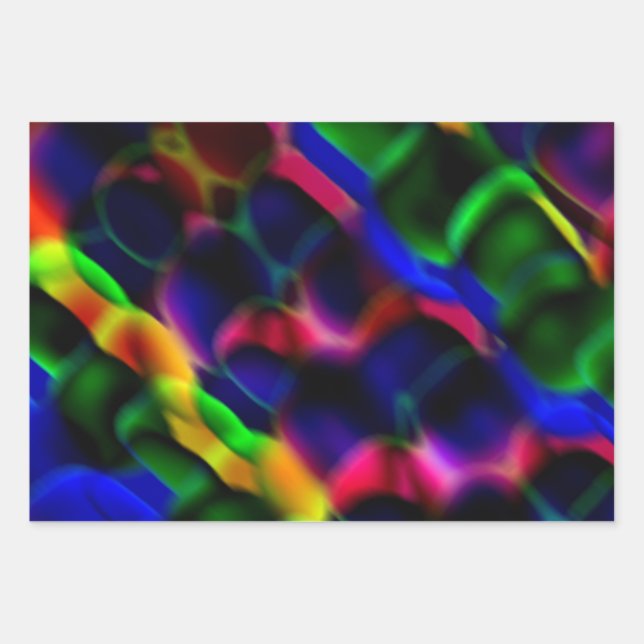 Multi-colored Abstract Paper Wrapping Paper Set (Front 3)
